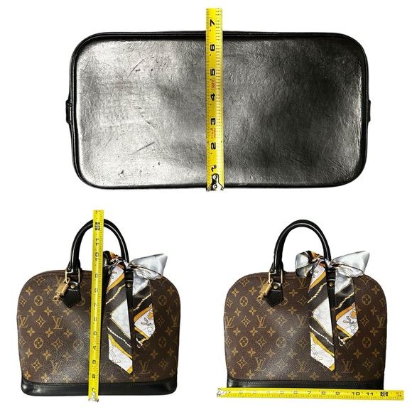 Authentic Louis Vuitton Alma PM Monogram Brown & Black Bag with Brass Lock & Key - Picture 14 of 15